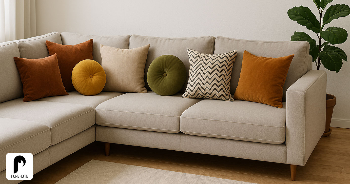 اصول حرفه ای چیدمان کوسن روی مبل ال