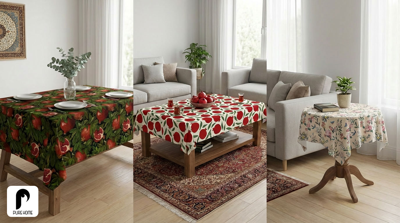 انتخاب رومیزی مناسب برای میز ناهارخوری، جلو مبلی و میز گرد